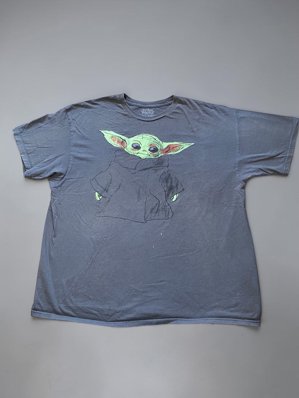 Star Wars Mens Graphic T Shirt 2XL Regular Charcoal Grey Cotton Grogu Baby Yoda